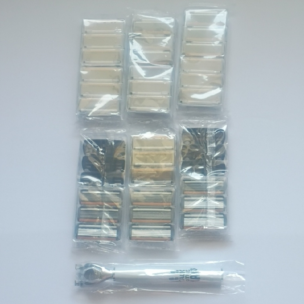 Replacement Razor Blades and Handle Set - Silver & White